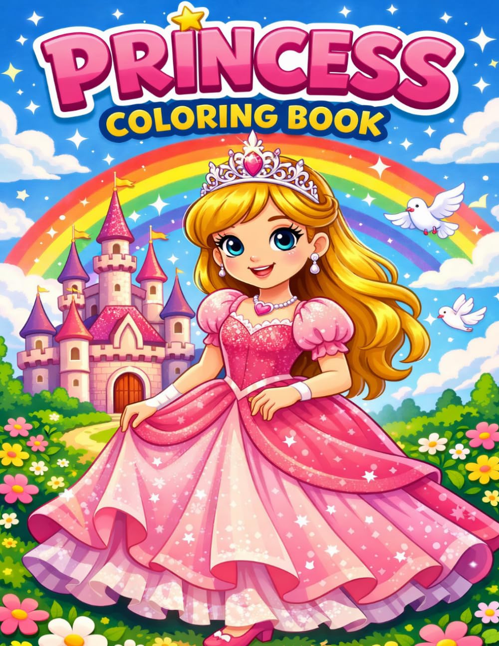 Princess Coloring Book: 30 Magical Illustrations of Princesses, Castles, Fairies & Enchanted Kingdoms for Girls Ages 4–8