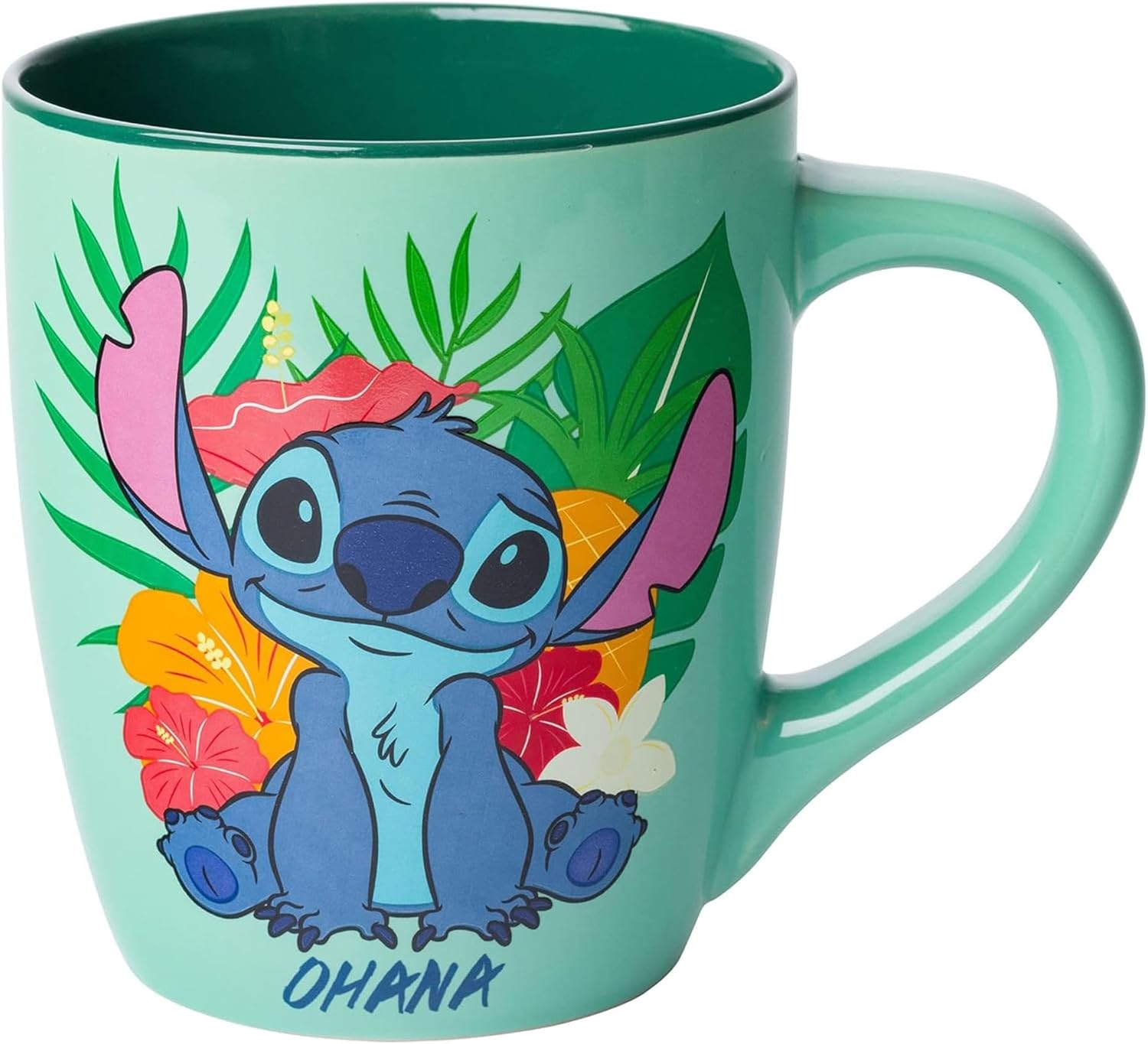 Silver Buffalo Disney Lilo and Stitch Tropical Ohana Sitting Jumbo Curved Ceramic Mug, 25 Ounces