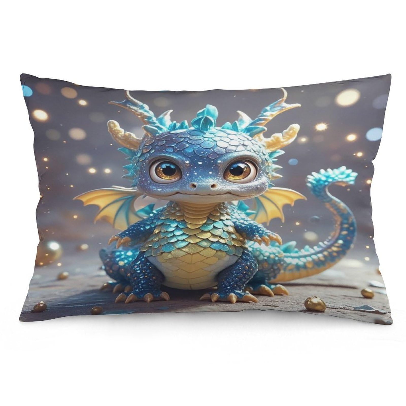 Cute Dragon Throw Pillow Cover Soft Pillow Case Decorative Lumbar Pillow Cover Cozy Throw Pillowcase Polyester Rectangular Cushion Case Decor for Couch Sofa Bed