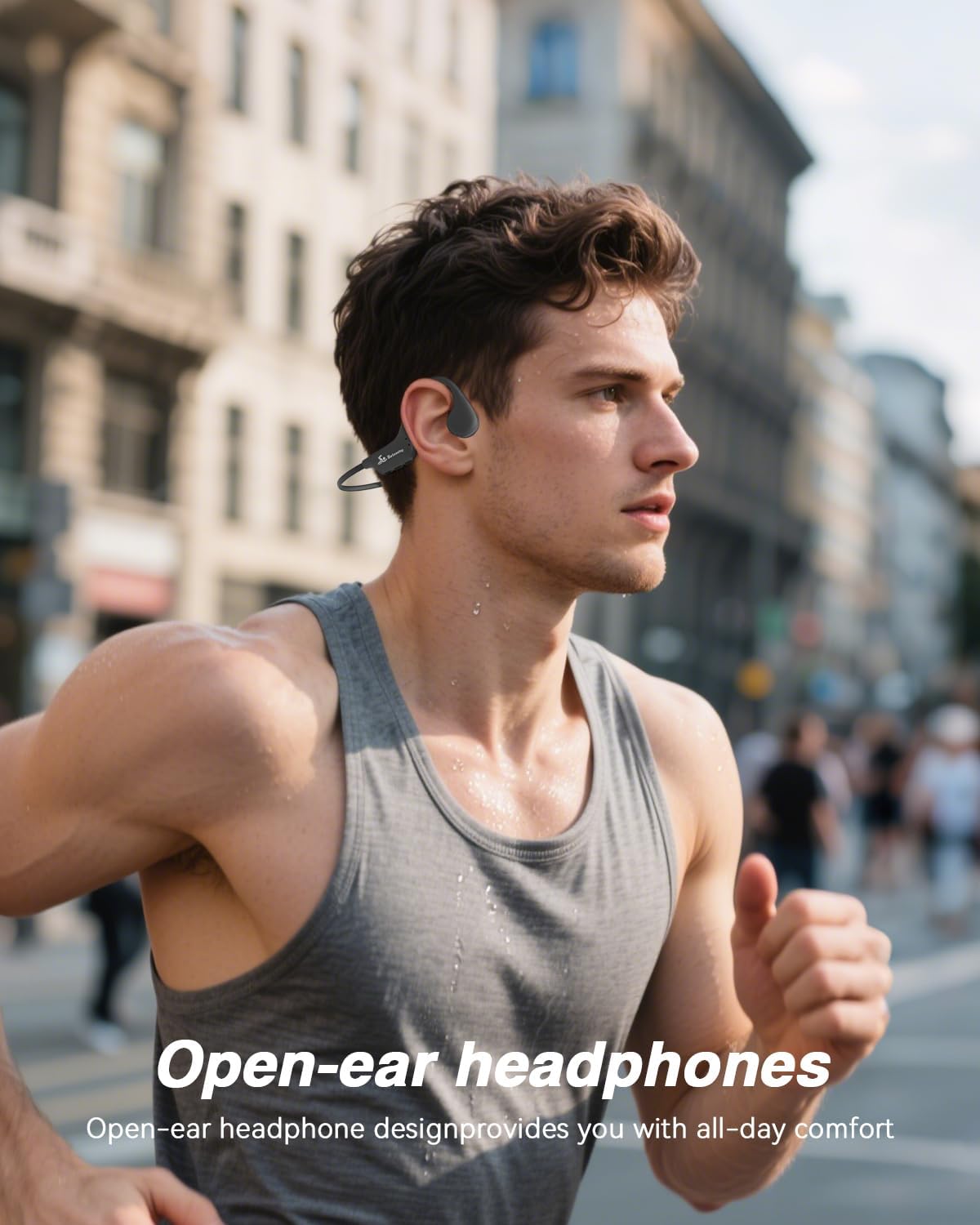 Runner wearing ANSTEN X6 headphones