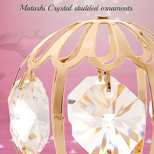 Miniatura 4 de Pair of Matashi 24K Gold Plated Crystal Studded Gold Ball 1.5" Hanging Ornament, Luxury Rich Decorations Balls for Holiday Wedding Party Decoration,