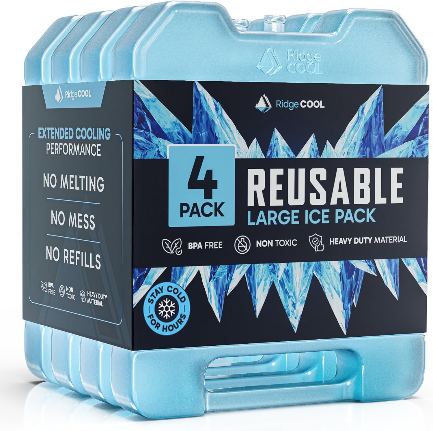 4 Pack Reusable Extra Large Ice Packs for Cooler, Long Lasting Freezer Packs for Camping, Beach, and Road Trips, Cooler Ice Packs BPA-Free Non-Toxic, 10.28"x 7.80"