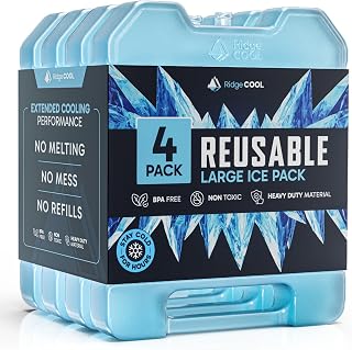 Reusable Extra Large Ice Packs for Cooler, Long Lasting Freezer Packs for Camping, Beach, and Road Trips, Cooler Ice Packs BPA-Free Non-Toxic, 8" x 6.7"