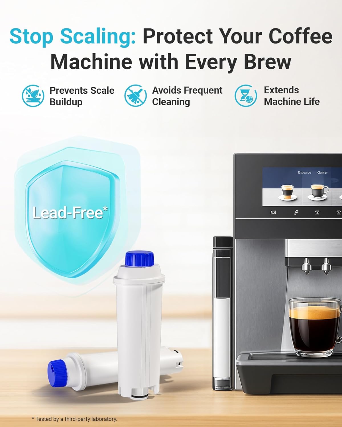 AQUA CREST Coffee Water Filter, Compatible with De'Longhi® Water Filter, DLS C002 De'Longhi® Magnifica Evo Water Filter, ECAM/EPAM/ETAM All Series, EC680, 6 Packs