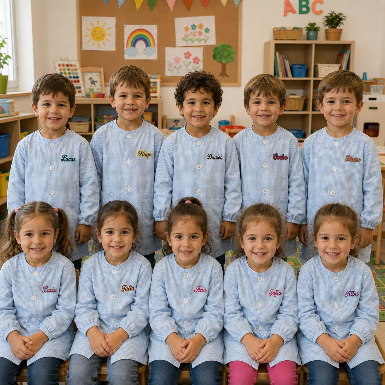 Pack 10 Parches Bordados Personalizados con Nombre para Mochila, batas, colegios, profesionales, diez nombres diferentes