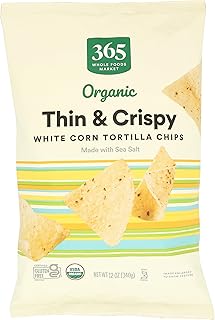 365 by Whole Foods Market, Organic White Corn Tortilla Chips Thin and Crispy, 12 Ounce