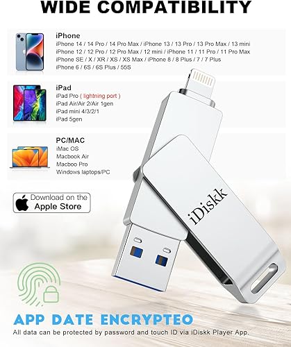 Miniatura 5 de iDiskk Memoria flash de 256 GB con certificación MFi para iPhone (14131212 pro12 pro max1111 ProXRX) Memory Stick iPad almacenamiento externo de