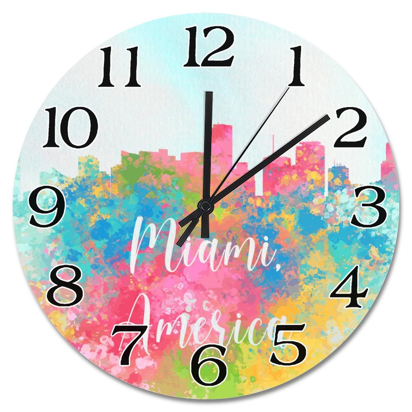 Horloge murale en bois Miami pour salon bohème chic
