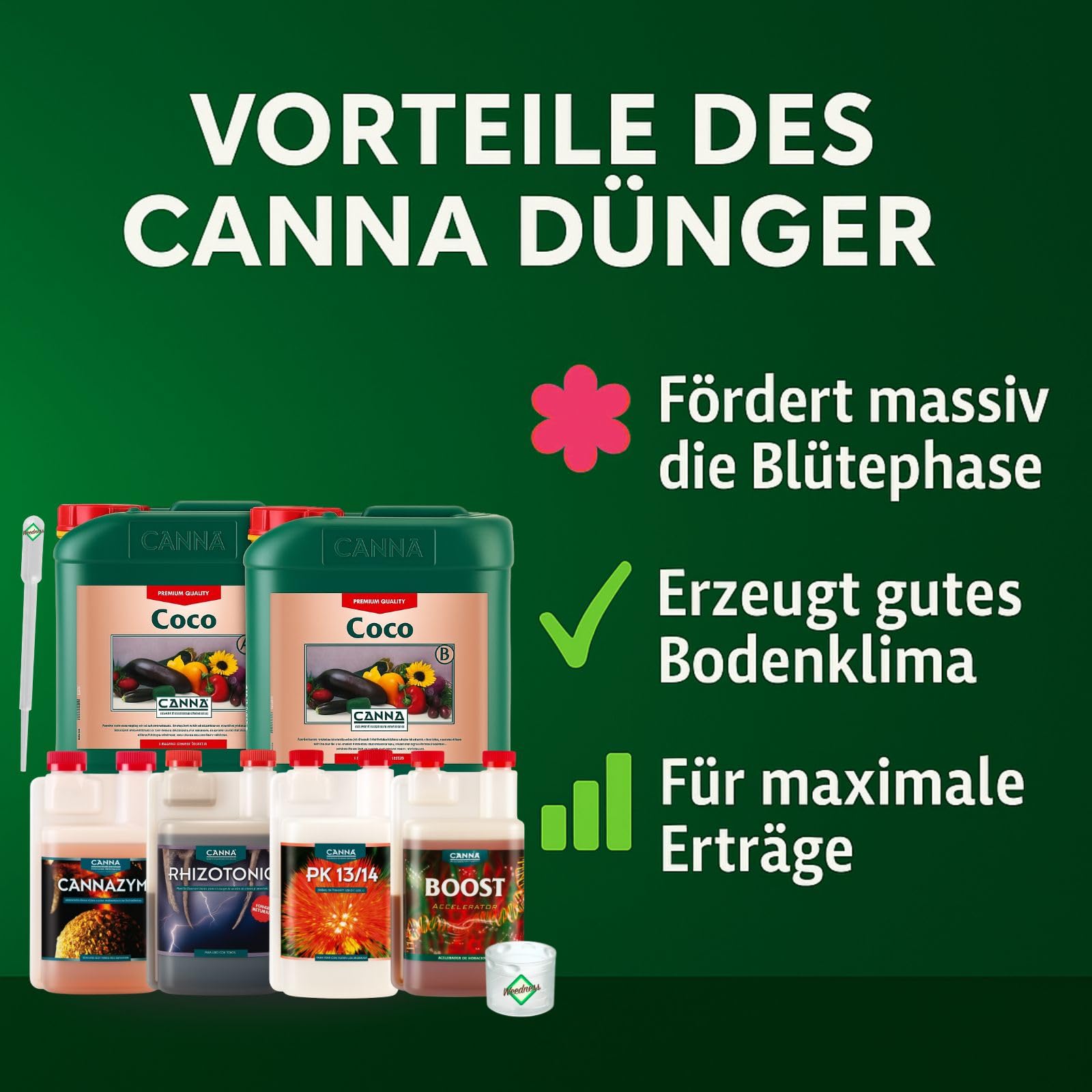 Weedness Canna Coco Dünger Set M – Kit de fertilizantes Coco tamaño M