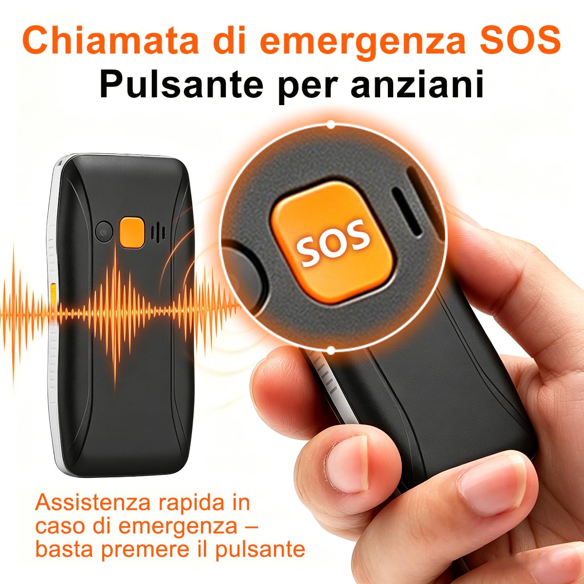 Telefono 4G per Anziani,Tasti Grandi,SOS,Base di Ricarica,Blocco Laterale | Senza Contratto,Facile da Usare,Chiamata Rapida M1/M2,Volume Alto,Ricarica USB-C,Radio FM,Torcia LED