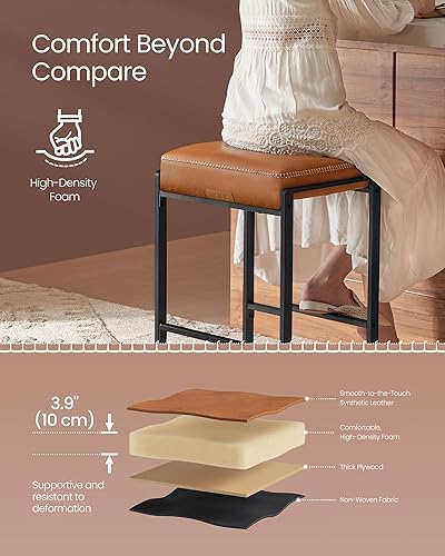 Miniatura 5 de VASAGLE EKHO Collection - Juego de 3 taburetes de bar, taburetes de bar de altura de mostrador, cuero sintético con costuras, taburetes modernos de