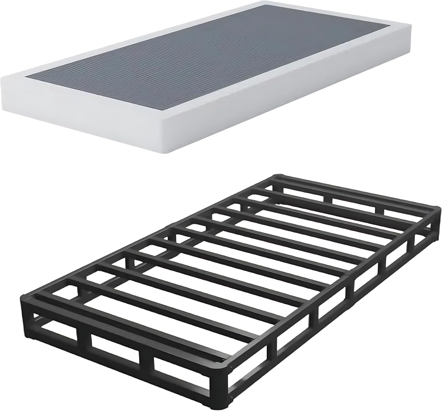 XINXINYAN Twin Box Spring 5 Inch High,Heavy Duty Mattress Foundation,Sturdy Metal Twin Box Spring Only with Fabric Cover Set, Easy Assembly, Noise Free
