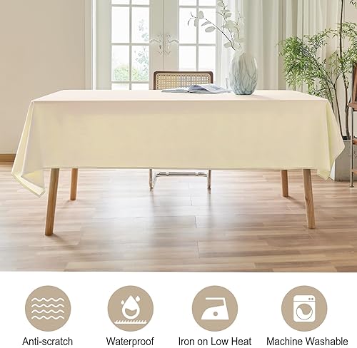 Miniatura 4 de Mantel texturizado rectangular de 60 x 84 pulgadas, resistente al agua, a prueba de derrames, lavable, tela sin arrugas, cubierta de mesa de comedor