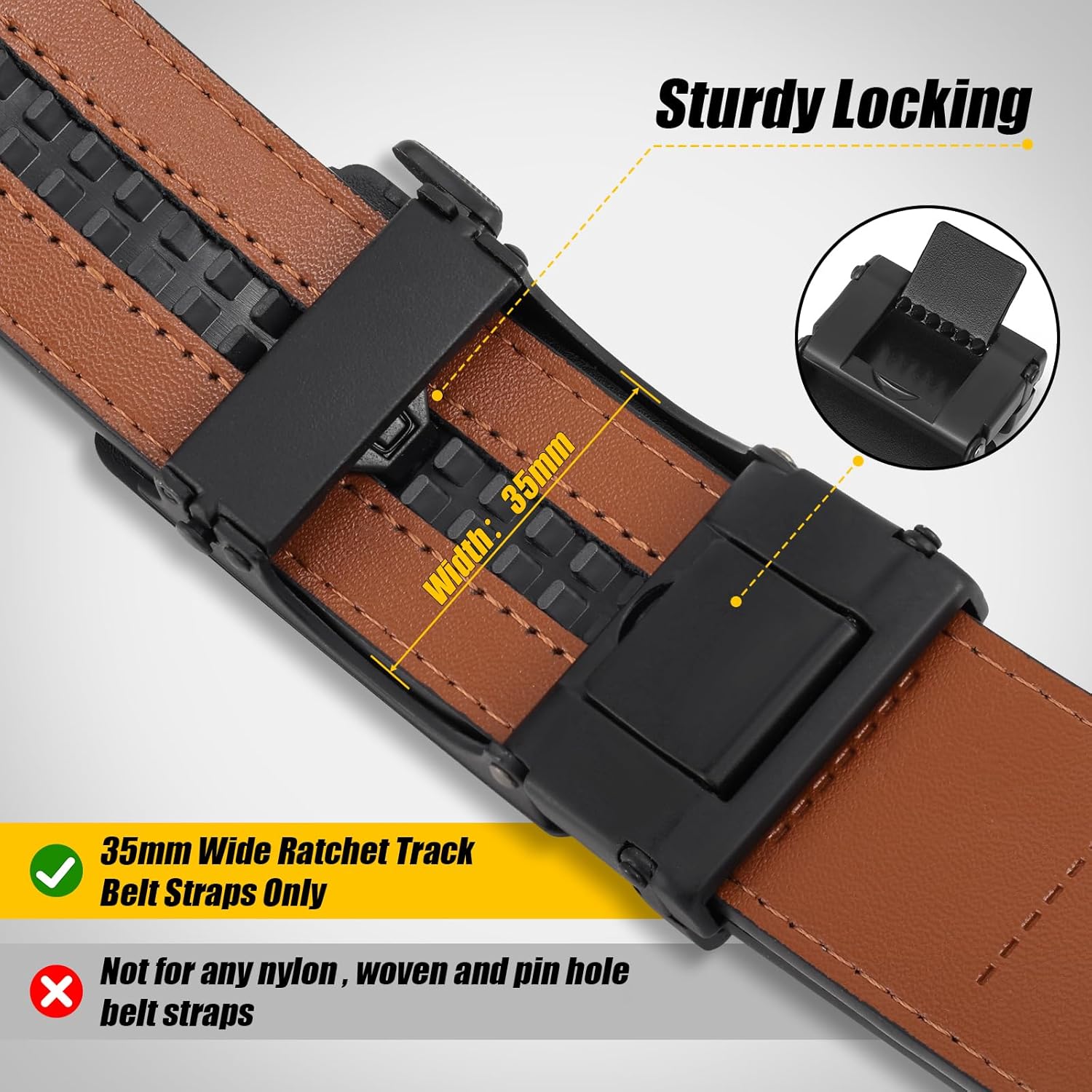 BELTROAD Men Ratchet Belt Buckle Only Replacement Belt Buckle Automatic Click Buckle for 1 3/8" Slide Belt Straps Adjustable - Image 5