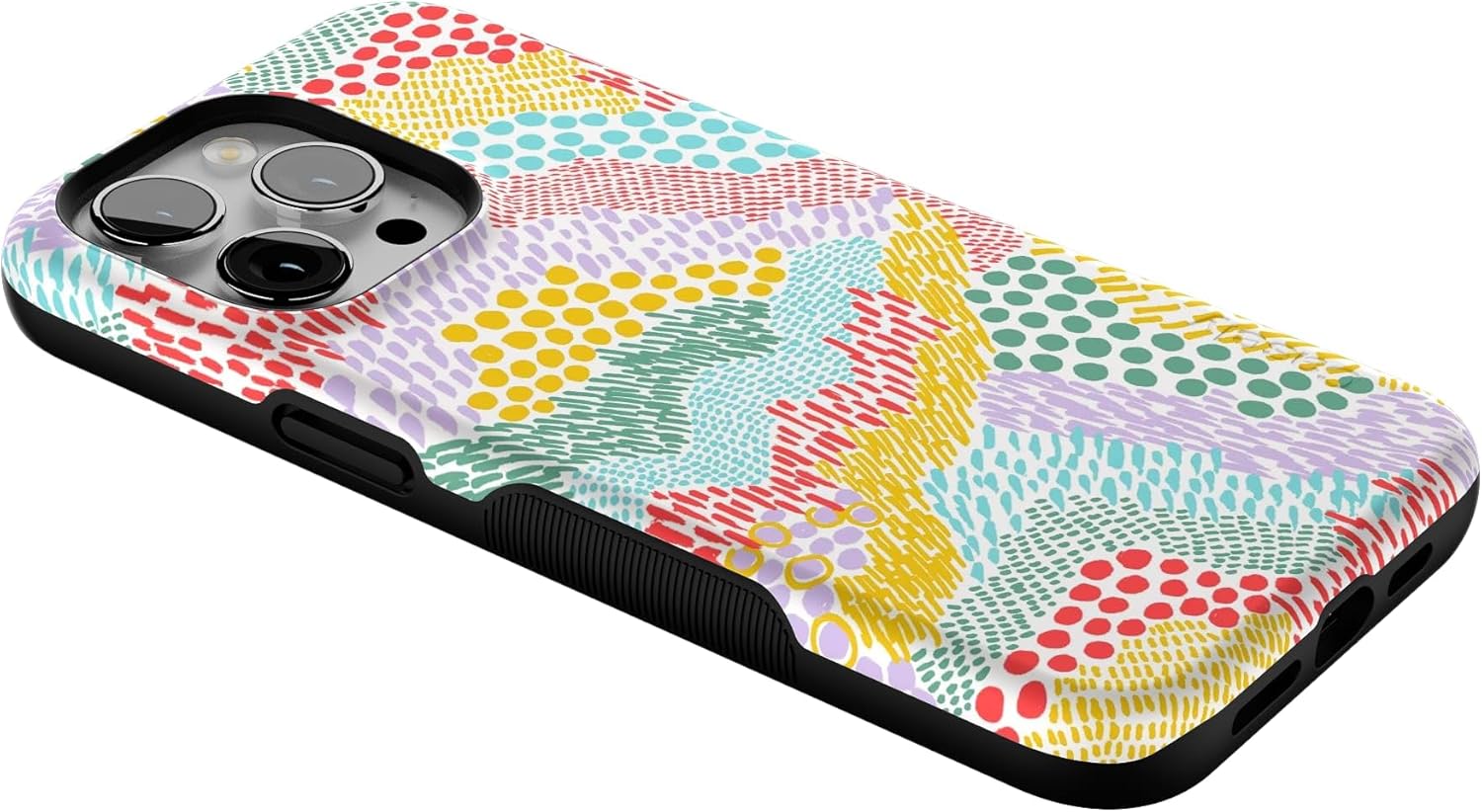 Casely iPhone 15 Pro Case | Color Me Happy | Doodle Colorblock | Bold Protective Design | Compatible with MagSafe
