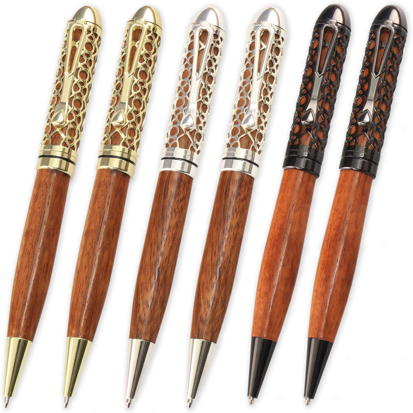 European Filigree Pen Kit - Variety, 6 Pack, Includes 2 each of Gold, Silver, Gun Metal