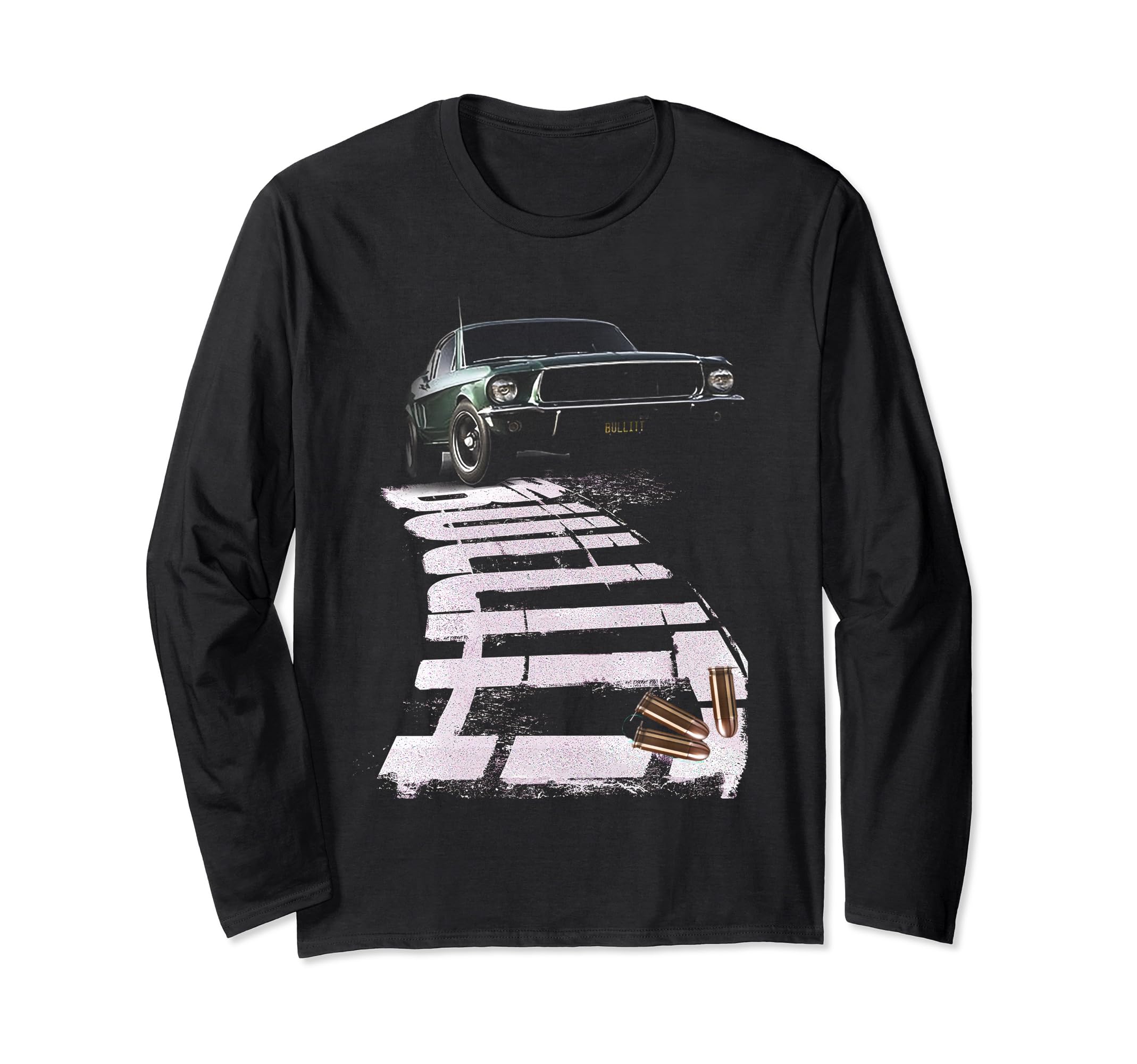 Bullitt American muscle car halftone effects Long Sleeve T-Shirt