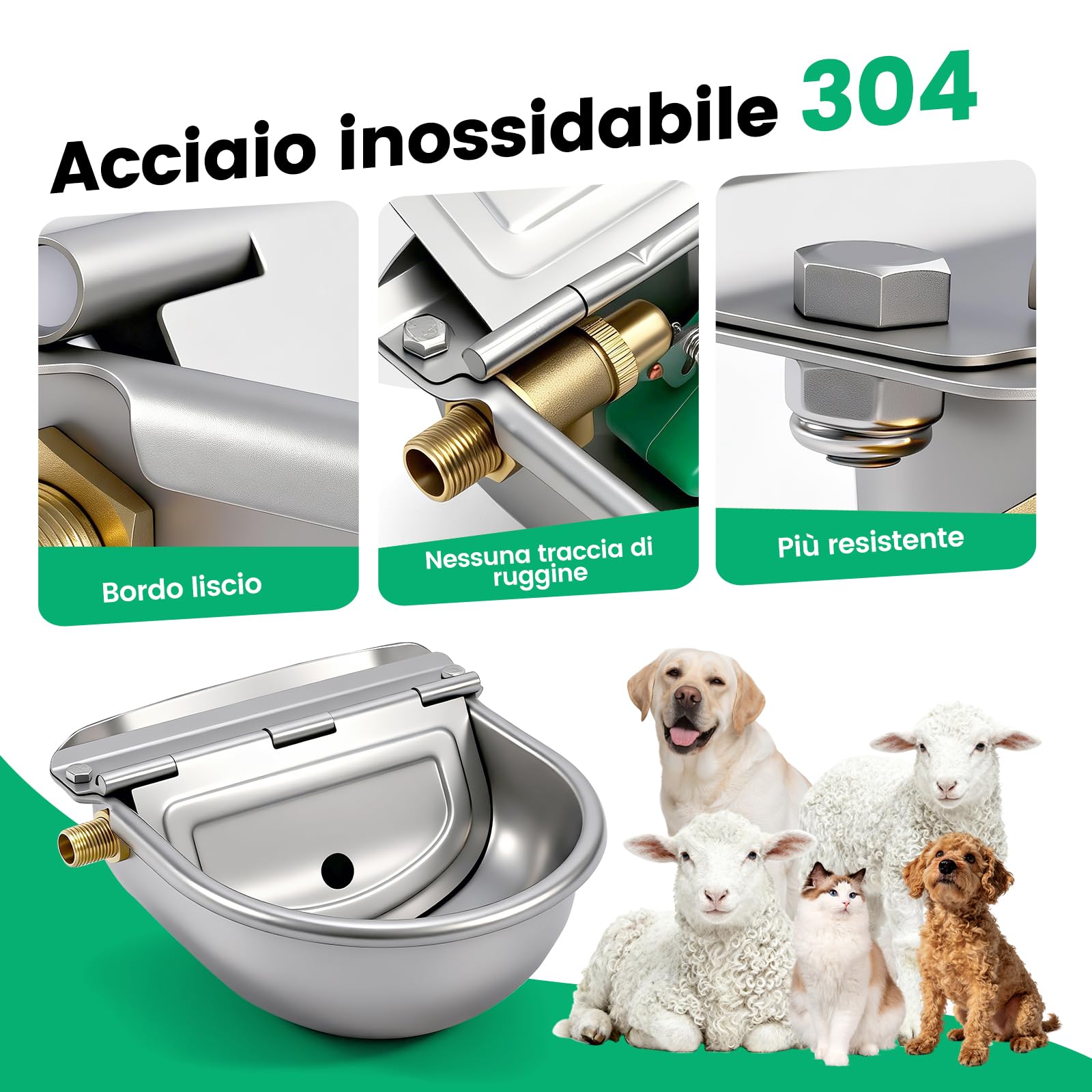 Abbeveratoio In Acciaio Inox,Abbeveratoio Per Animali Con Valvola,Bevanella Per Bestiame Con Galleggiante,Ciotola Acqua Per Mucche,Abbeveratoio Automatico Per Cavalli,Ovini,Cani,Maiali