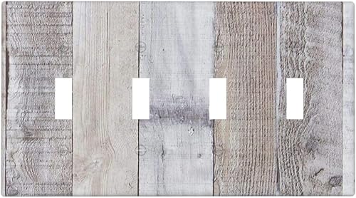 Miniatura 11 de Placa de pared dúplex de receptáculo de dispositivo de 1 gang de madera envejecida blanca gris con veta de tablón, cubierta de enchufe eléctrico de