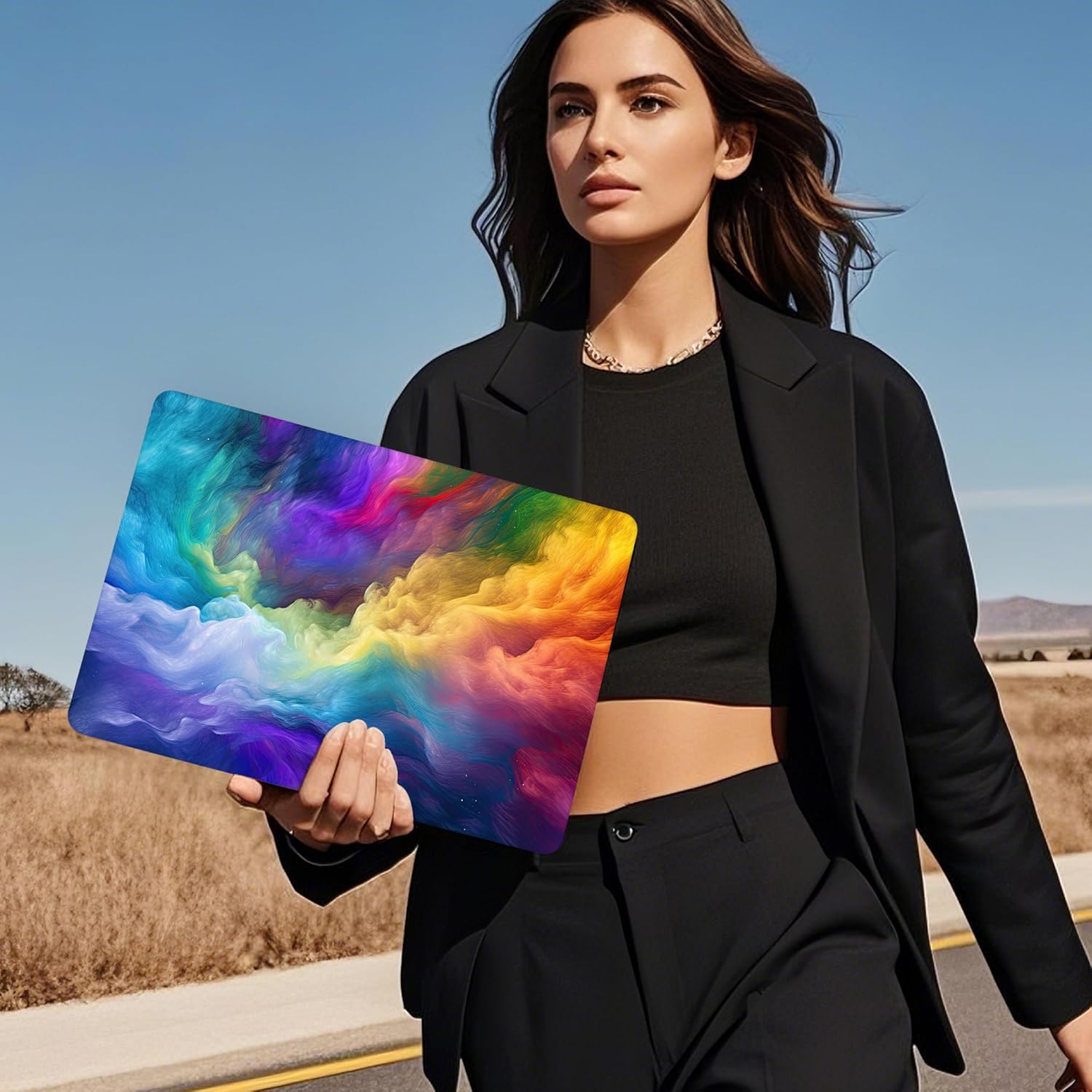 Mektron for 2025 MacBook Pro 14-inch M5 Case A3434 Fits 2024-2021 M4 A3112 A3401 A3185 M3 A2918 A2992 M2 A2779 M1 A2442 Pro/Max, Printed Plastic Hard Shell Laptop Cover, Rainbow Cosmic - Image 7