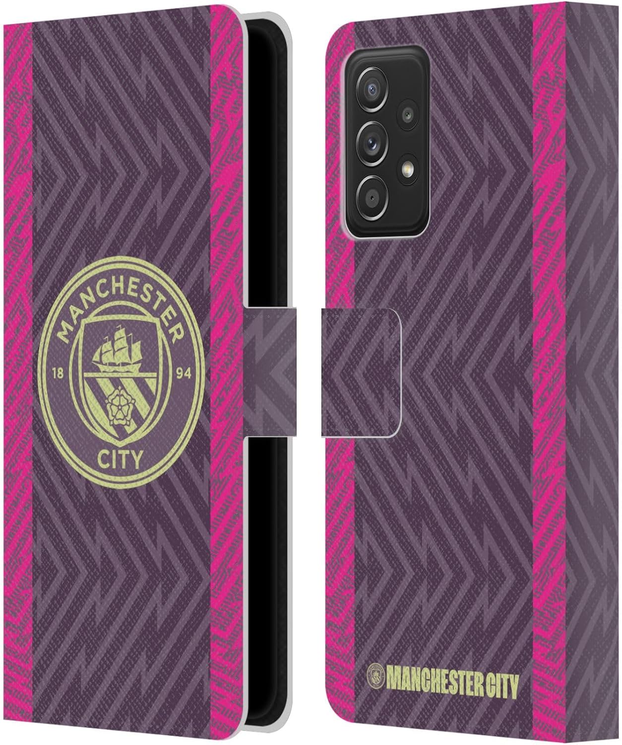 Head Case Designs Officially Licensed Manchester City Man City FC Home Goalkeeper 2023/24 Badge Kit Leather Wallet Case Compatible with Samsung Galaxy A53 5G (2022)