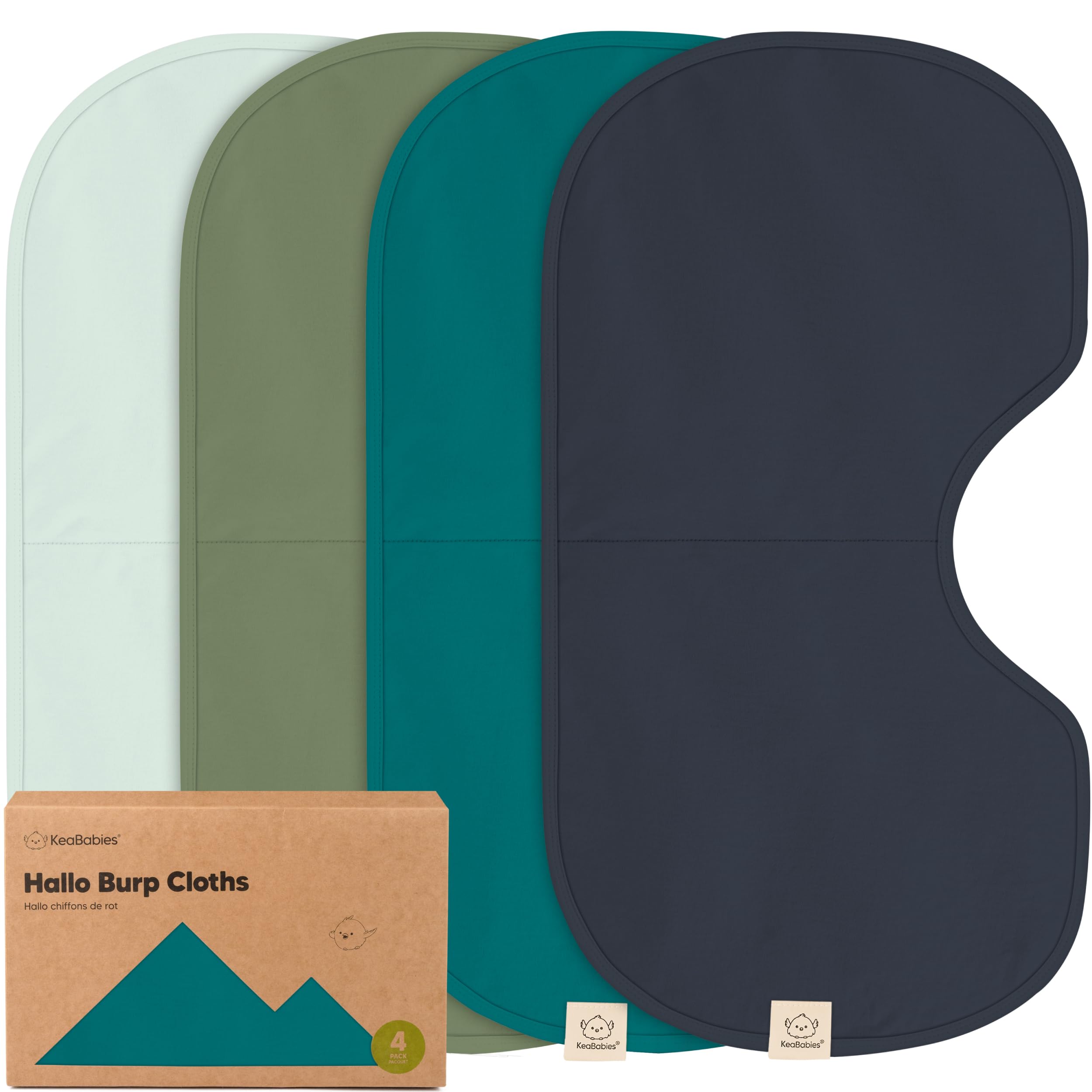 KeaBabies 4-Pack Baby Burp Cloths Baby Girl, Boy - Organic Cotton Burp Cloth, Extra Large, Absorbent, Soft Burping Cloths & Bibs Set for Babies,