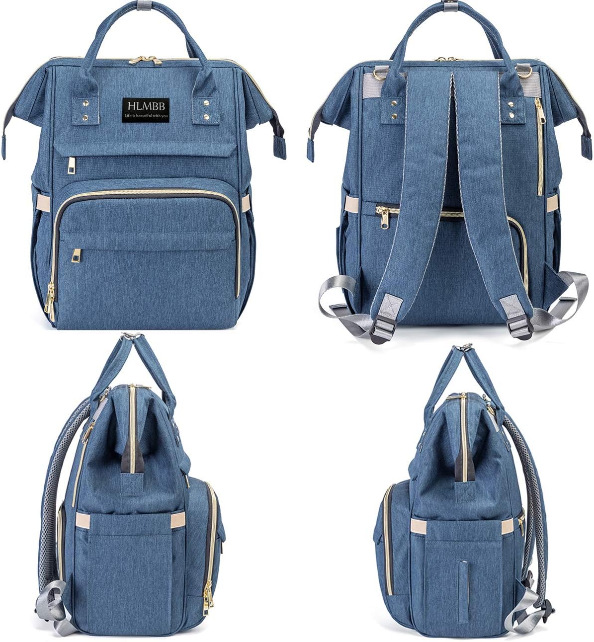 Diaper Bag Backpack for Mom Waterproof Large Space Capacity Organizer Travel Portable For Newborn Girl Boy Girls Boys Kids Babies Toddlers Phone Usb Charging Port Toy Accessory Stuff Insulated Pocket Diaper (1.blue)