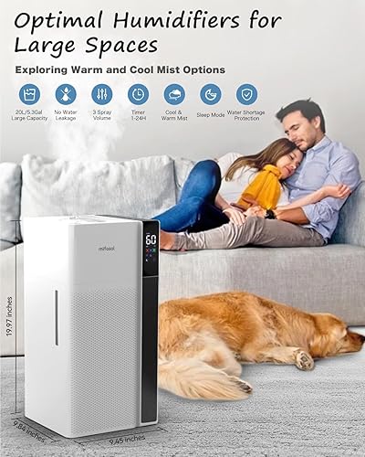 Miniatura 9 de Mifasol Humidificador para habitación grande, niebla cálida y fría, humidificadores de 5.3 galones20 litros para el hogar, 1500 pies cuadrados,