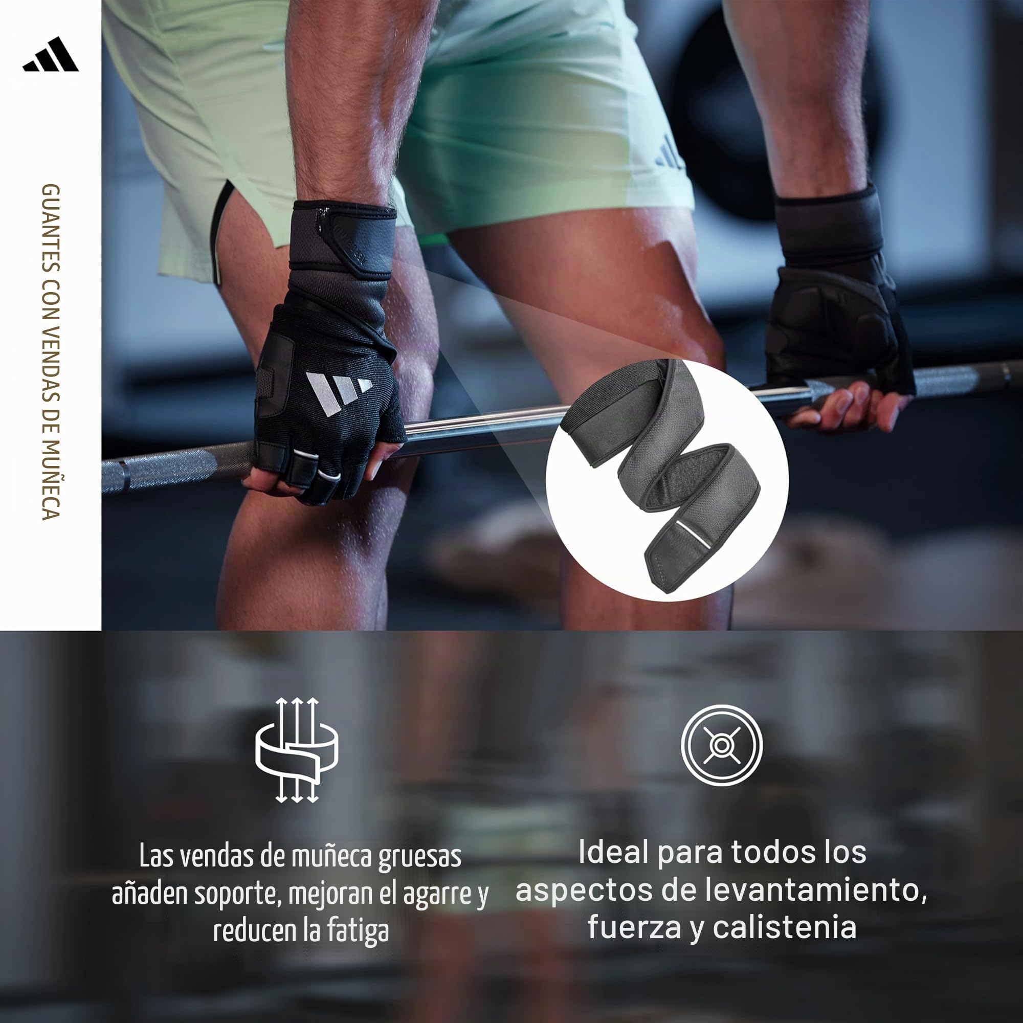 Adidas Wrist Wrap - Guantes de Entrenamiento con Doble Soporte para la muñeca en Cinco tamaños