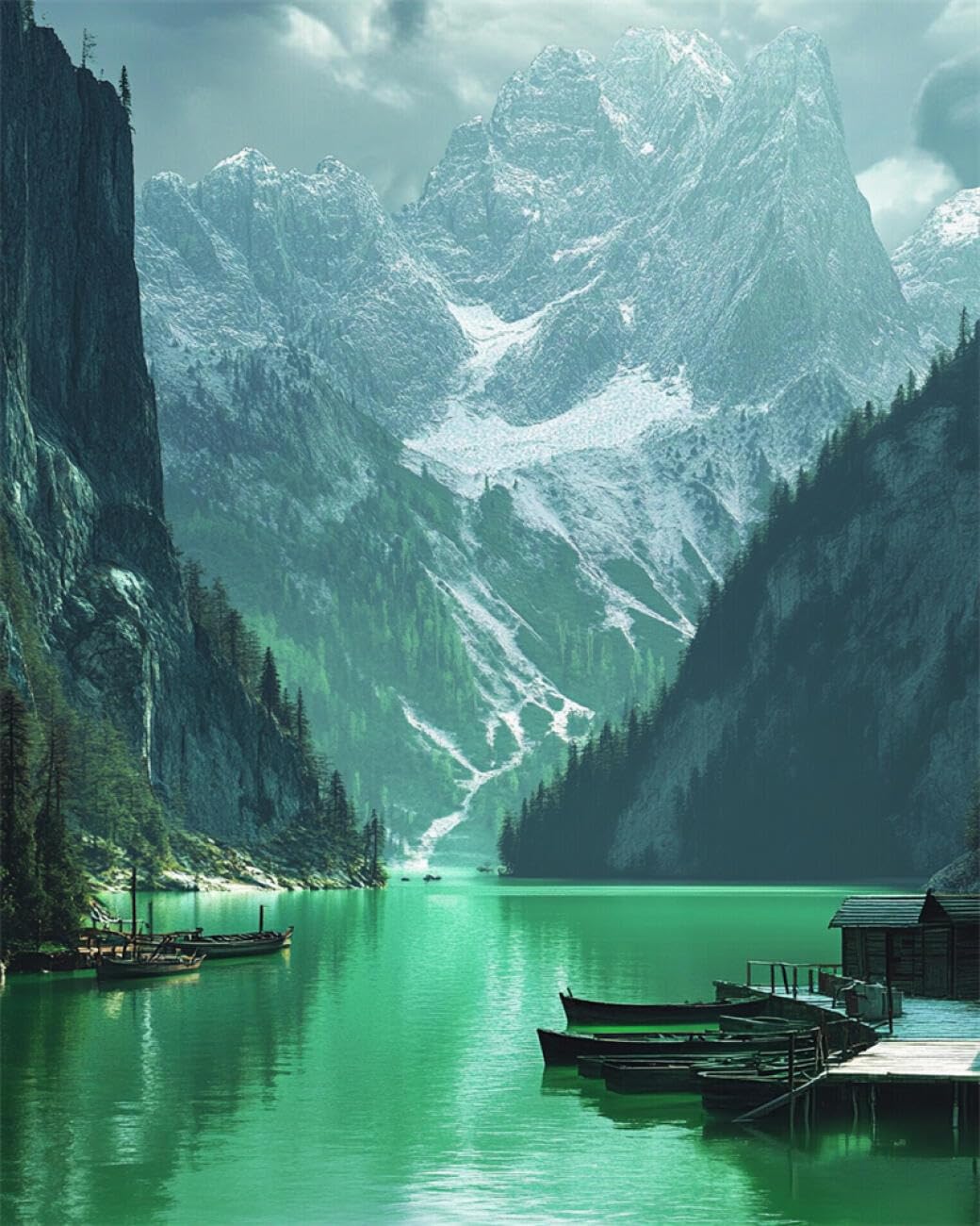 RKFLGEW DIY Embroidery Set Snow-Capped Mountains and Lakes 50x70cm