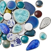 SOFPLATE Broken Ceramic Mosaic Tiles - 200g Bulk Irregular Shapes & Vibrant Colors for DIY Crafts, Flowerpots, Vases, Home Decor