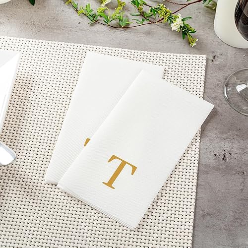 Miniatura 367 de Luxenap - Toallas de invitados de 15.8 x 7.9 pulgadas, 50 toallas de mano con letras plateadas, letra "P", fuente Sans Serif, servilletas de papel