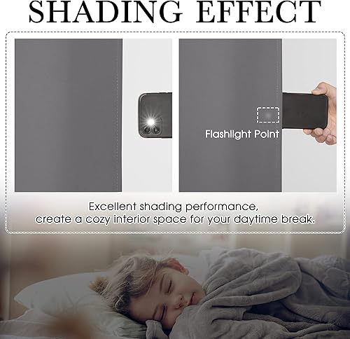 Miniatura 121 de RYB HOME Juego de 2 paneles de cortinas opacas grises de 63 pulgadas de largo, cortinas sólidas resistentes para oscurecer la habitación