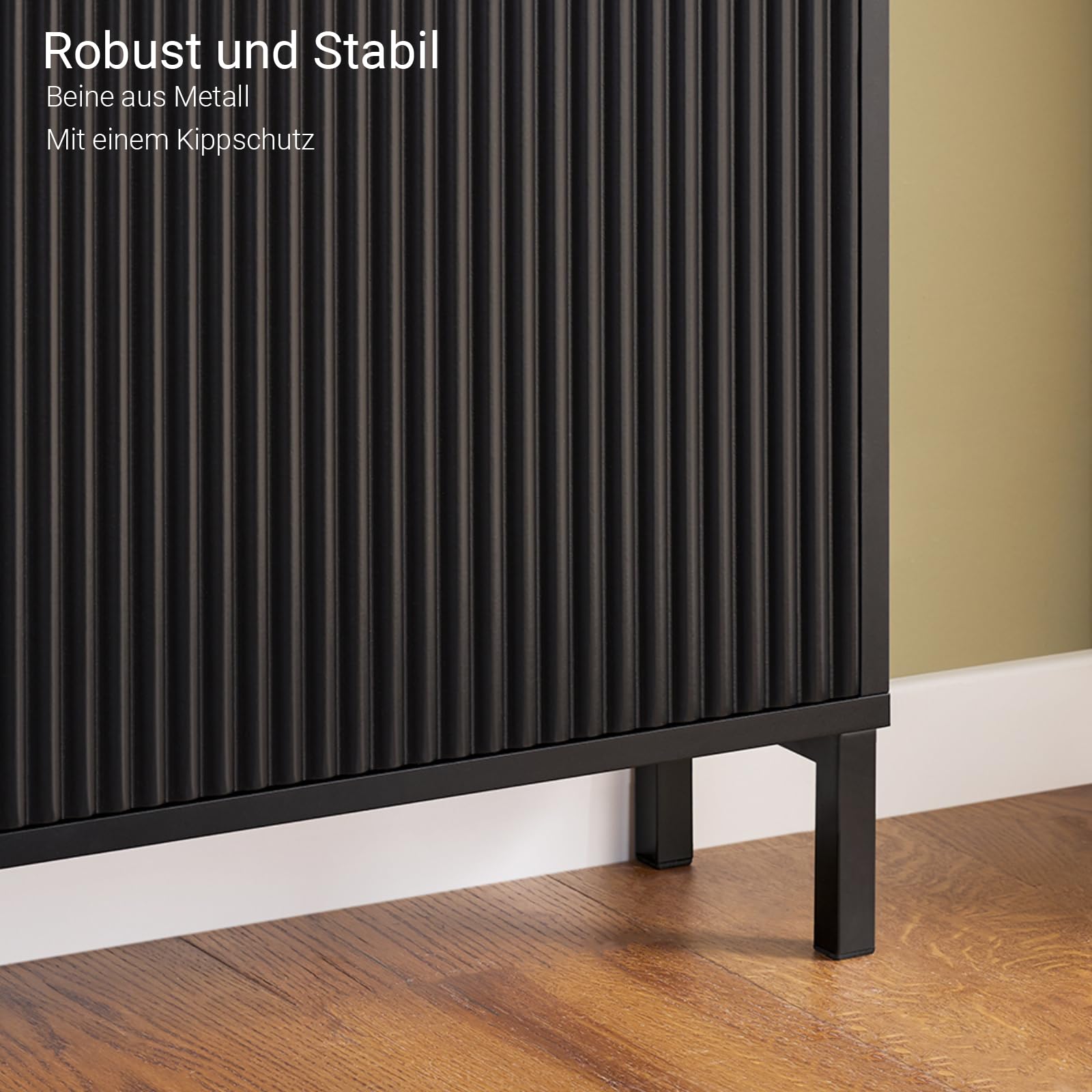 SoBuy Schuhschrank Schmal - Schuhkipper Schmal mit 4 Türen - Ideal für Enge Flure, Eingangsbereich oder Schlafzimmer - Schuhschrank Schwarz - B100 x T19 x H91 cm - FSR177-L-SCH