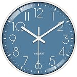 VIKMARI Horloge murale verre noir blanc 8 Inch ronde moderne simple Slient Non-Ticking Quartz Horloges murales Batterie facile à lire Cuisine décoration maison pour salon,Chambre,Bureau, salle de classe