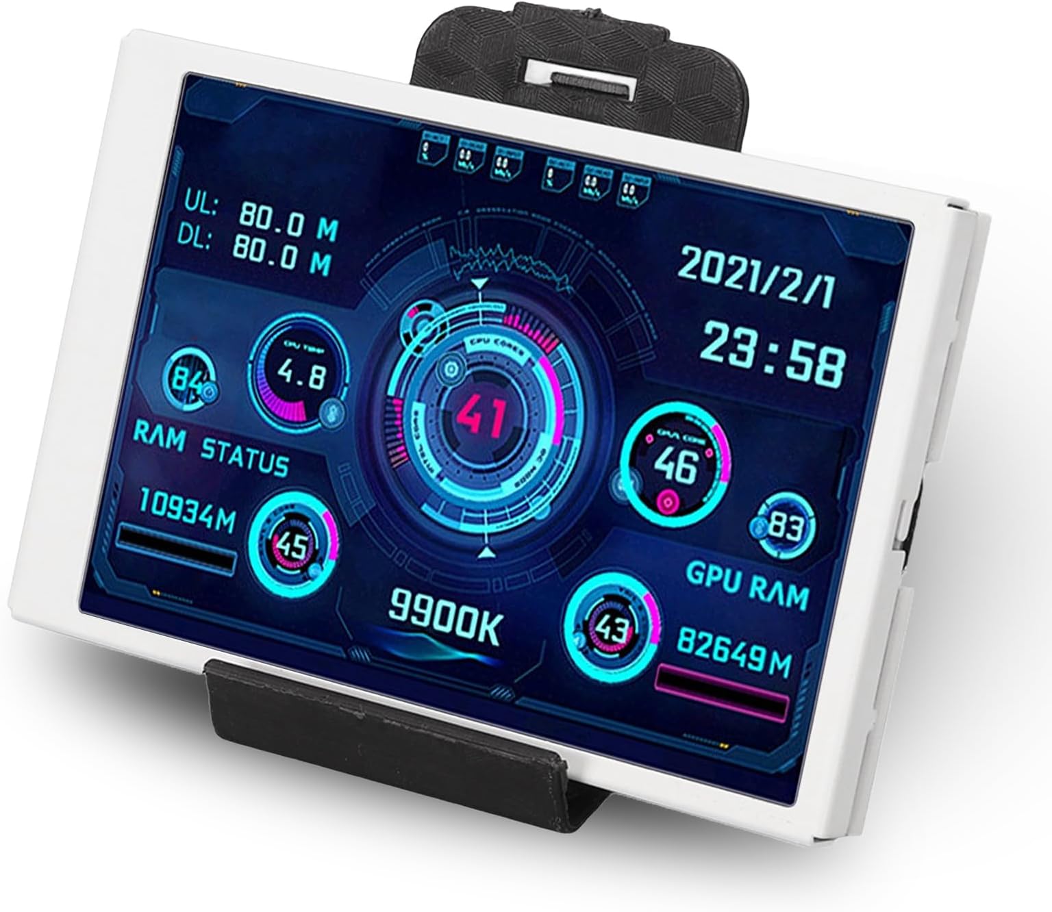 3.5in CPU Temp Monitor - Hardware Temperature Display with Customized Layout, USB Connect, Full View for PC CPU Hard Disk Data Monitor