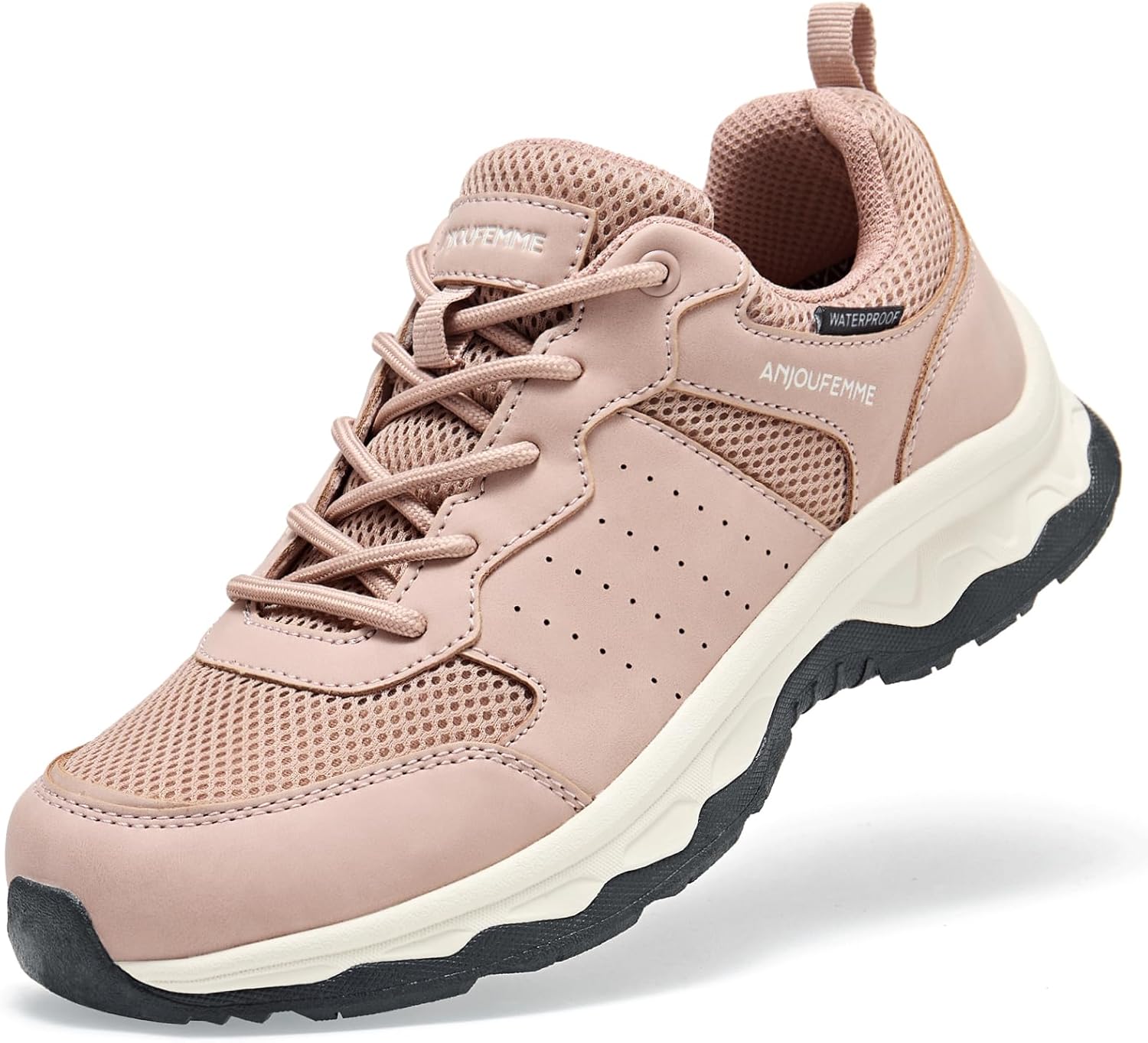 ANJOUFEMME Women's Waterproof Hiking Shoes Non Slip Sneakers Lightweight Tennis Shoes for Work Walking Running Trekking Trail Shoes
