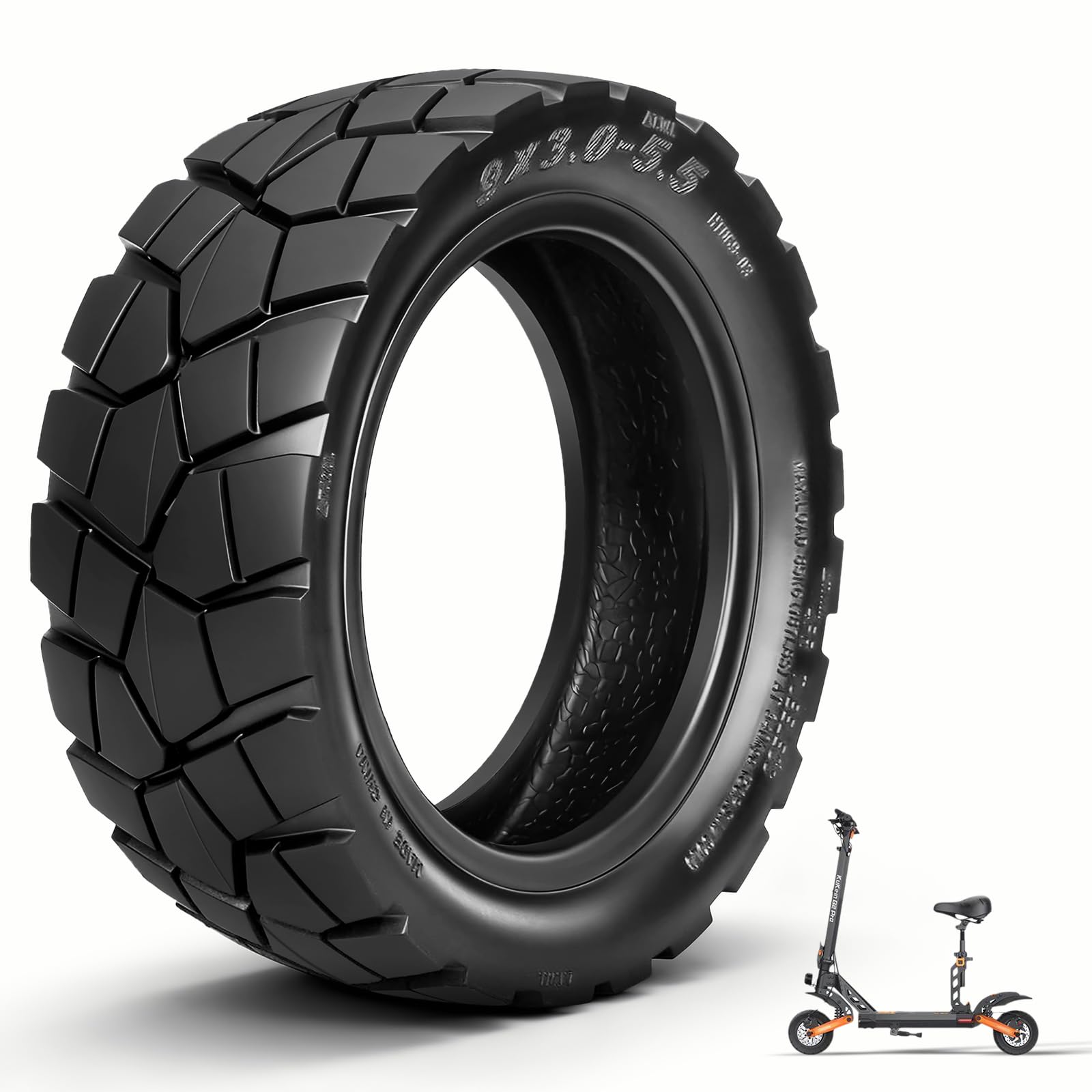 Pneumatico Tubeless 9x3.0-5.5 per Kukirin G2 Pro (Nuova Versione) Monopattino Elettrico 9 Pollici Pneumatico di Ricambio, Pneumatico a Vuoto (1 Pezzo)