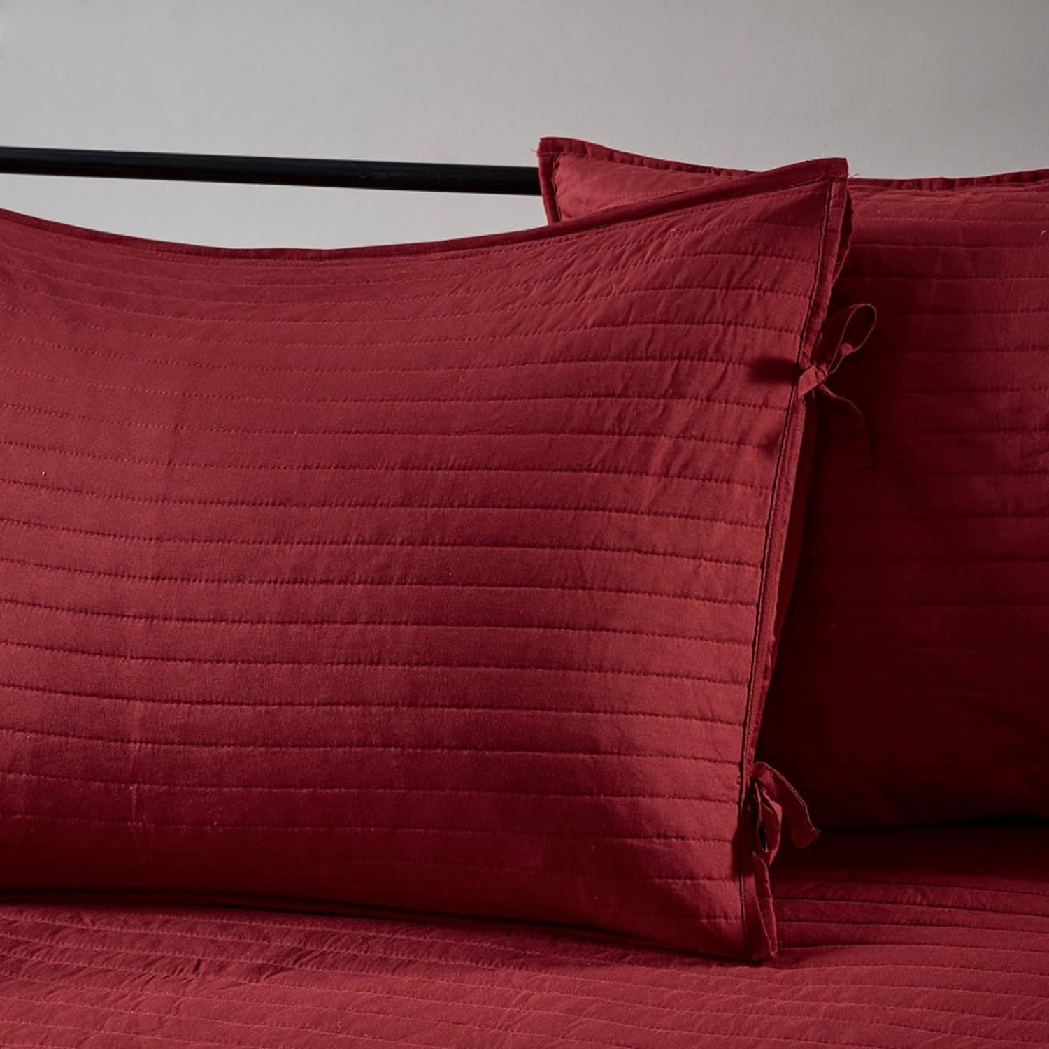 6 Piece Reversible Red Plaid Daybed Cover Set - Casual Rustic Bedding for Twin Mattress