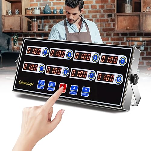 Vista 4 de Temporizador de cocina comercial de 8 canales Temporizadores de restaurante digital alarma profesional recordatorio de cocina