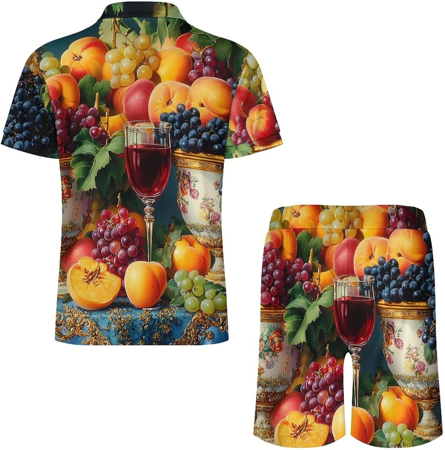 Kitchen Fresh Fruits Mens Polo Shirts Track Suits 2 Piece Short Sleeve Sweatsuit 1/4 Zip Golf Loungewear for Sports