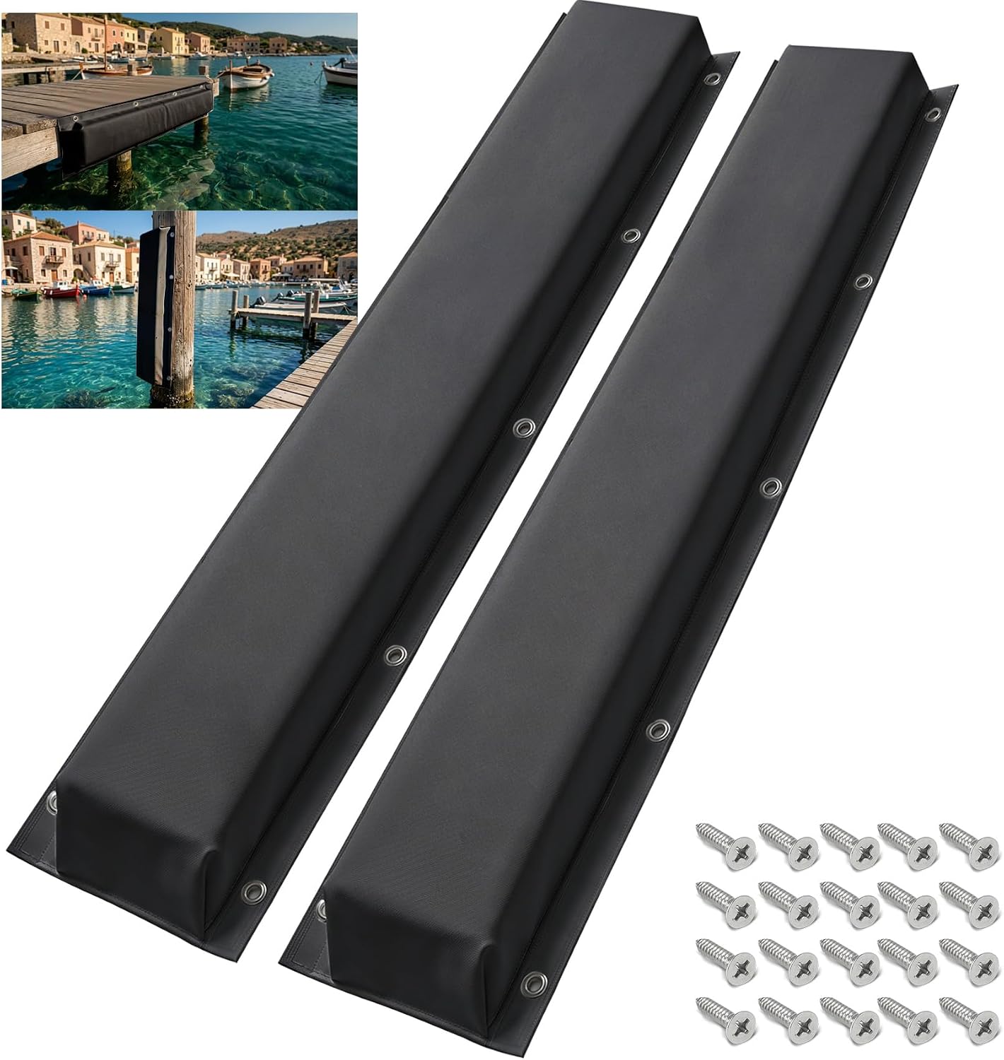 Dock Bumper,Dock Bumper Guard with Stainless Steel Screws,Boat Dock Bumper,Dock Bumpers Marine for Docking Edges, Piling, Vertical Poles, Horizontal Decks or Pier(4 Color,3Size,1Pack,2Pack)
