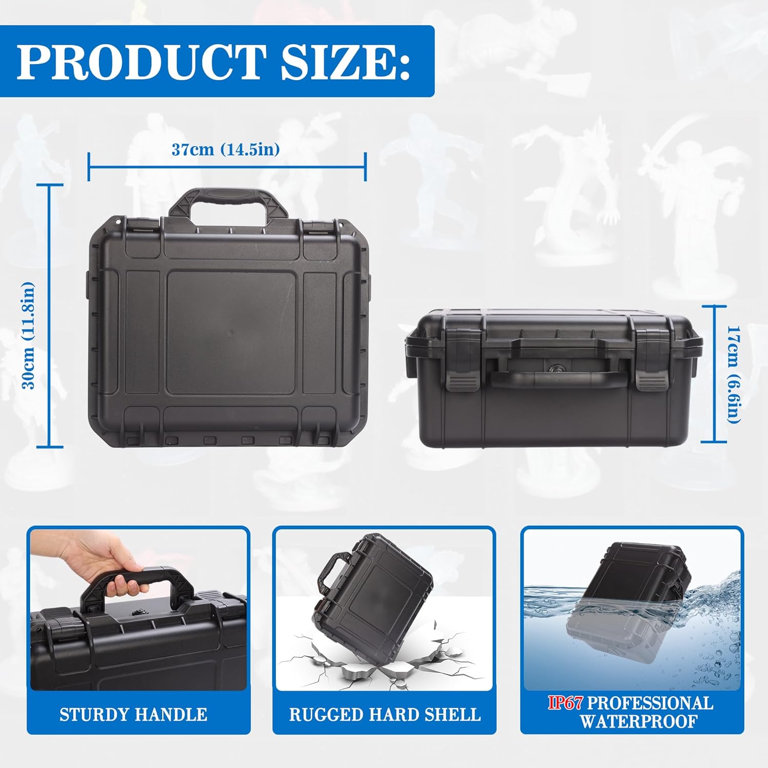 Sturdy Hard Shell Miniature Figure Storage Case with 4 Foam Layer, 116 Slot Miniatures Transport Case Compatible with Warhammer 40k and DND Minis, RPG Miniature Carrying Case