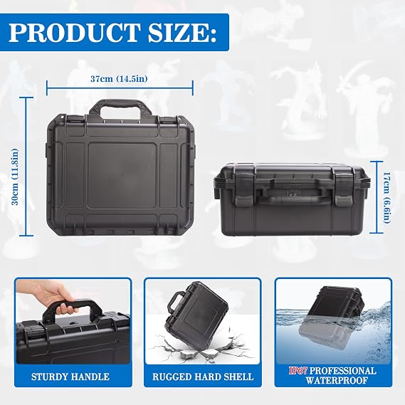 Sturdy Hard Shell Miniature Figure Storage Case with 4 Foam Layer, 116 Slot Miniatures Transport Case Compatible with Warhammer 40k and DND Minis, RPG Miniature Carrying Case