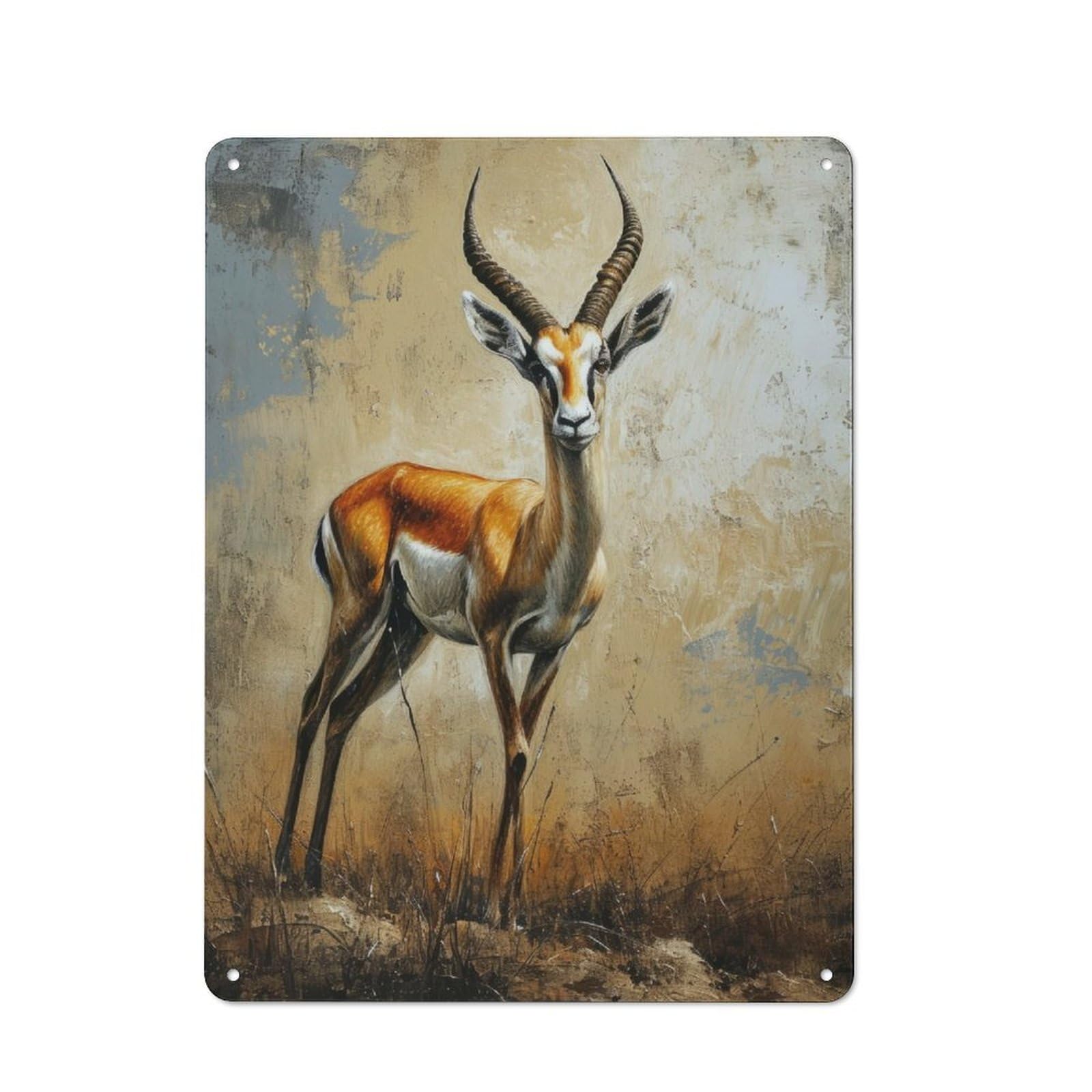 Junmoney Graceful Gazelle Art Rustic Metal Plaque 40X30cm For Hobby Room Or Studio, For Creative Interior Collectors