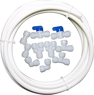 10 pcs 3/8" Quick Connect Push In to Connect Water Purifiers Tube Fittings for RO Water Reverse Osmosis System+5 meters（16 feet）white tubing hose pipe