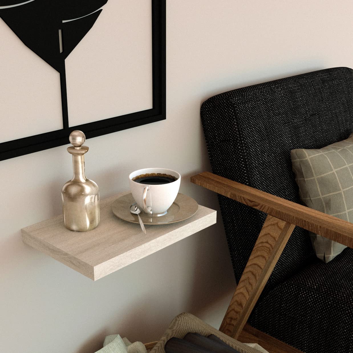 Henor Balda Pared 50 x 20 x 2.5 cm. Estante Pared Madera Herraje Totalmente Oculto Carga Soporta hasta 25Kg Blanco — view 45