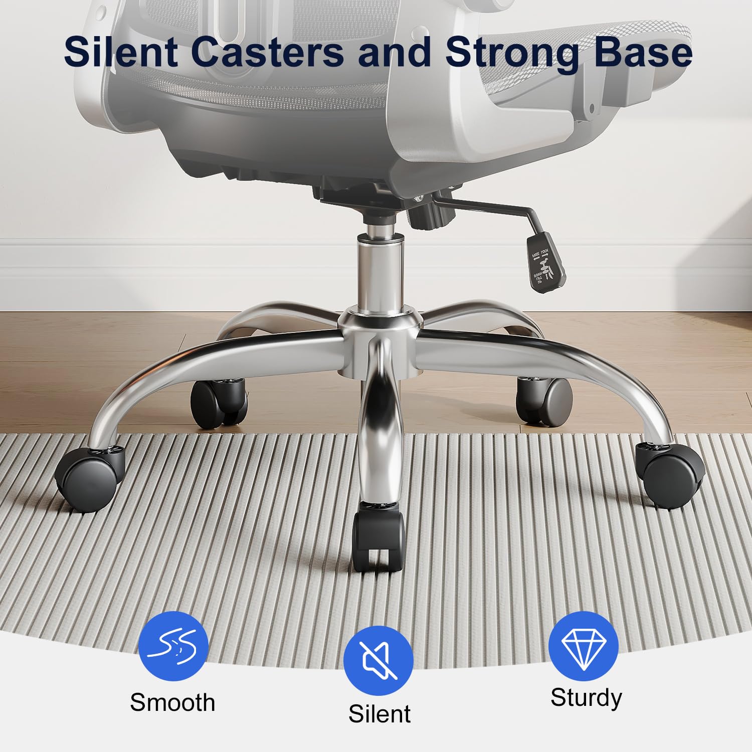 Ergonomic Office Chair，Mesh Seat Cushion with 3D Armrests and 3D Headrest, Adjustable Lumbar Support with Rocking Function, SGS Class 4 Gas Clylinder，Black