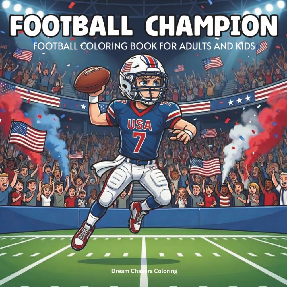 American Football Champion: Football Coloring Book for Adults and Kids