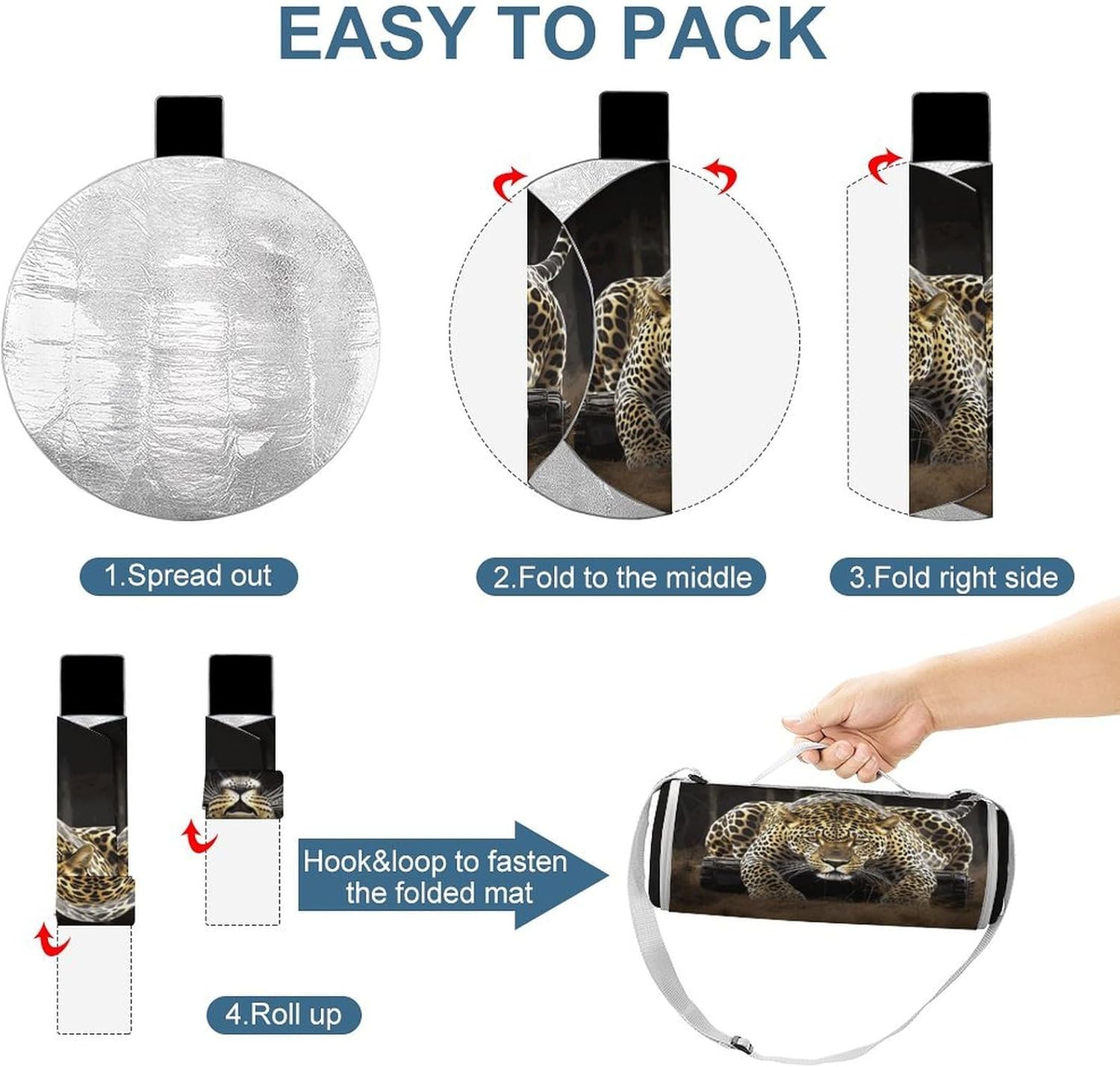 Leopard2 Picnic Mat Lightweight Waterproof Picnic Blankets Extra Large Picnic Outdoor Blankets Foldable Sandproof Beach Blanket for Park Beach Camping Courtyard 58.3''x58.3''